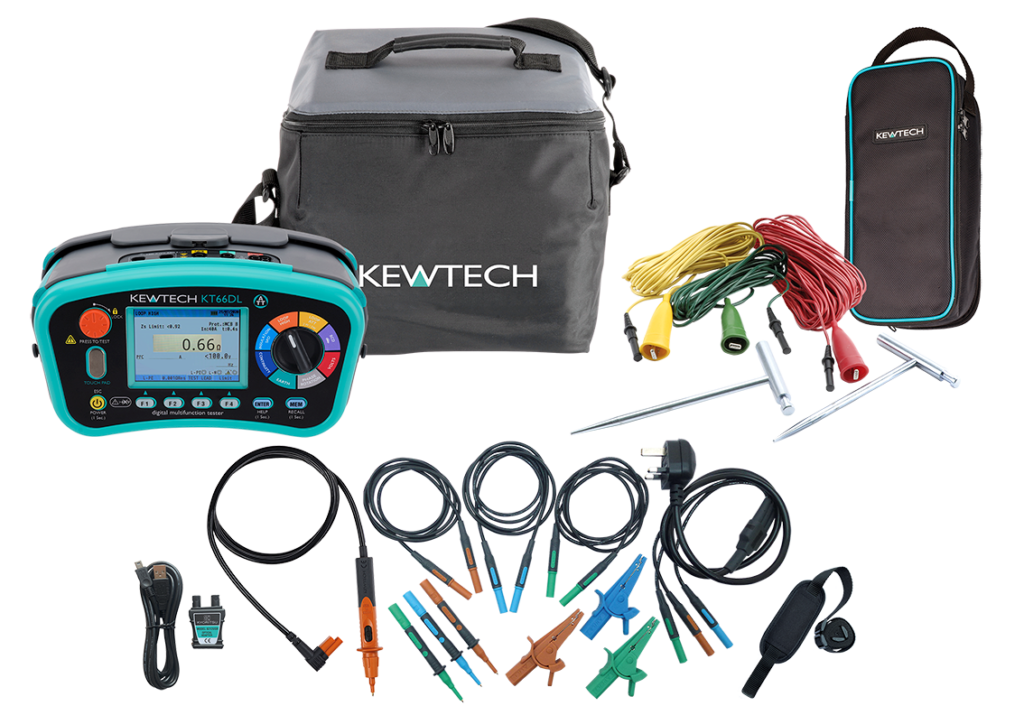 Kewtech KT66ET Multifunction Tester and Earth Testing Kit with Free Calibration Certificate : Calibration Options Available