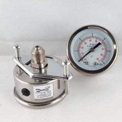 63mm Pressure Gauge ¼ BSPP (M) Panel Mounted Clamp Fixing All Stainless Steel