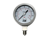 100mm Pressure Gauge ½ BSPT (M) Direct Mounted Bottom Entry All Stainless Steel : Calibration Options Available