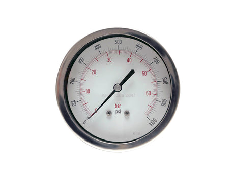 100mm Pressure Gauge ½ NPT (M) Panel Mounted Clamp Fixing All Stainless Steel : Calibration Options Available