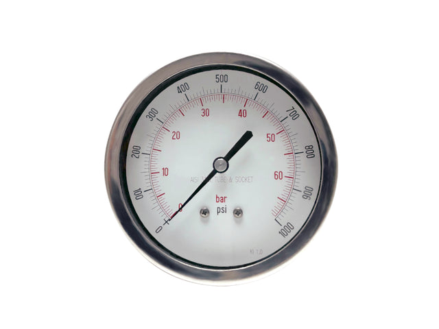 100mm Pressure Gauge ½ NPT (M) Panel Mounted Clamp Fixing All Stainless Steel : Calibration Options Available