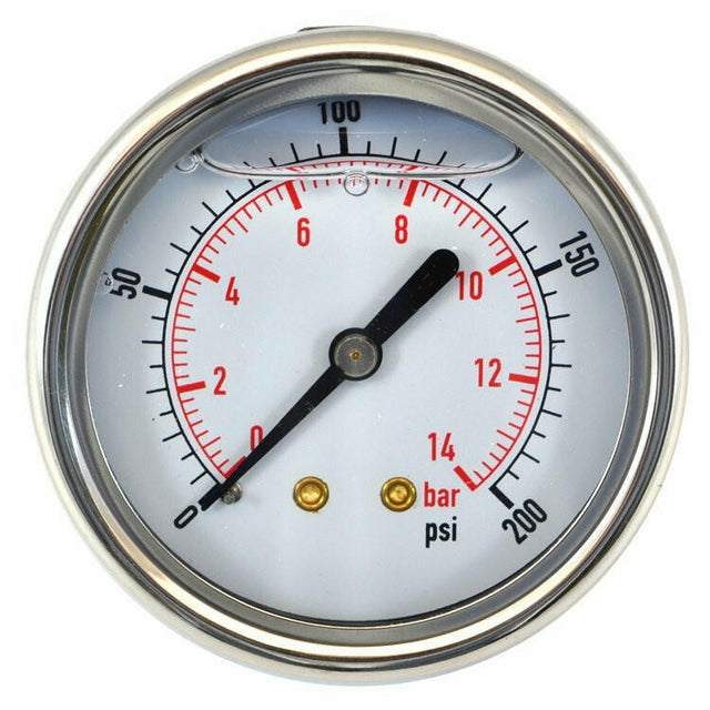 100mm Pressure Gauge ⅜ BSPP(M) Direct Mounted, Bottom Back Entry All Stainless Steel : Calibration Options Available