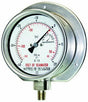 100mm Pressure Gauge ½ NPT(M) Surface Mounted Back Plate, Bottom Entry All Stainless Steel : Calibration Options Available